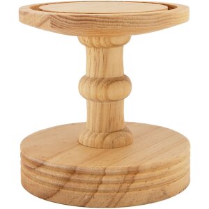 Vaso a campana in vetro Clayre & Eef base in legno Ø14x34cm trasparente marrone stile country
