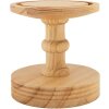 Vaso a campana in vetro Clayre & Eef base in legno Ø14x34cm trasparente marrone stile country
