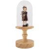 Vaso a campana in vetro Clayre & Eef base in legno Ø14x34cm trasparente marrone stile country