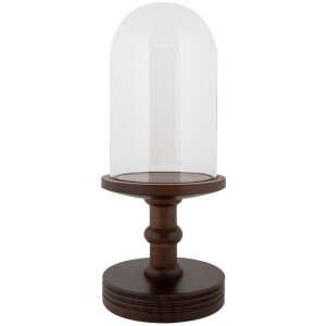 Vaso a campana in vetro Clayre & Eef base in legno...