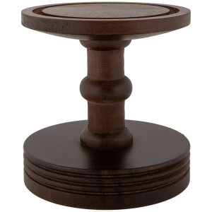 Vaso a campana in vetro Clayre & Eef base in legno Ø14x34cm trasparente marrone stile country