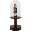 Vaso a campana in vetro Clayre & Eef base in legno Ø14x34cm trasparente marrone stile country