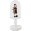 Vaso a campana in vetro Clayre & Eef Ø14x34cm bianco stile country con base in legno