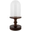Vaso a campana in vetro Clayre & Eef base in legno Ø17x40cm vetro stile country marrone