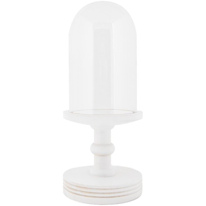 Campana di vetro Clayre & Eef Ø17x40cm Cappa decorativa in vetro bianco e legno in stile country