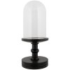 Clayre & Eef Vaso a campana in vetro Ø17x40cm Trasparente con base in legno nero