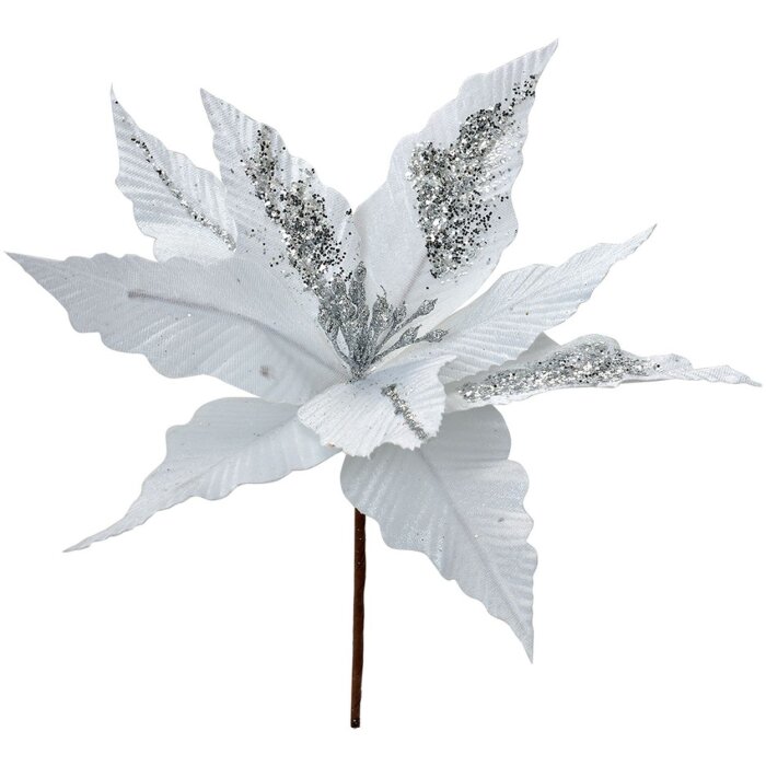 Clayre & Eef Decorazione natalizia Fiore Bianco Argento Ø 30x26 cm