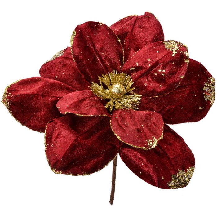Clayre & Eef Decorazione natalizia Fiore Ø25x25cm Plastica color oro rosso
