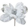 Clayre & Eef 66159 Decorazione natalizia Fiore Bianco Argento Ø 25 cm Plastica