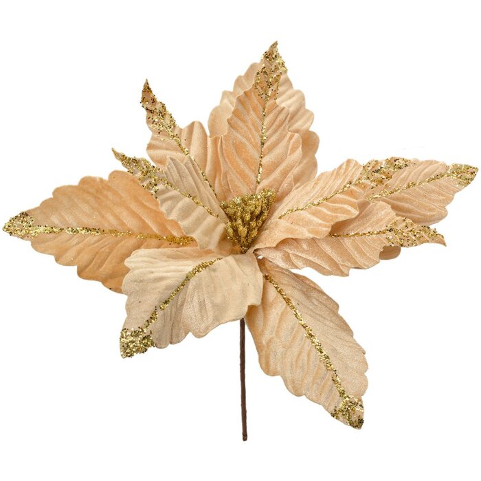 Clayre & Eef 66160 Decorazione natalizia Fiore Beige-Oro Ø36 cm