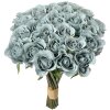 Clayre & Eef Bouquet di rose blu-verde 24 fiori 30 cm artificiali
