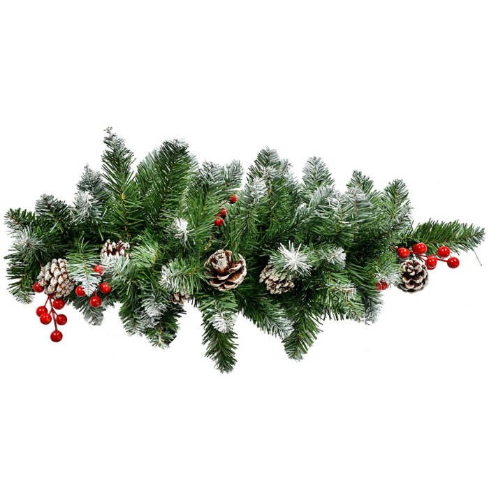 Ramo di Natale Clayre & Eef con bacche e pigne 35x10x65 cm