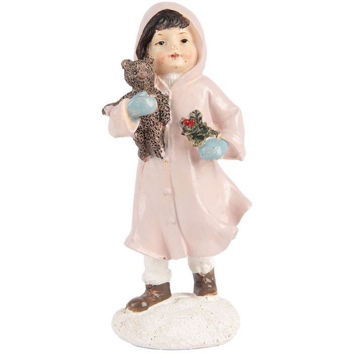 Clayre & Eef 6PR5727 Figurina di Natale Bambino Rosa 12cm Stile Country in Poliresina