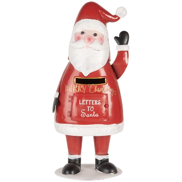 Clayre & Eef 6Y5853 Cassetta delle lettere Babbo Natale Rosso Bianco 16x14x35 cm