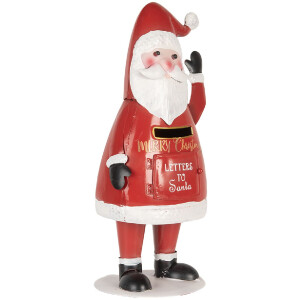 Clayre & Eef 6Y5853 Cassetta delle lettere Babbo Natale Rosso Bianco 16x14x35 cm