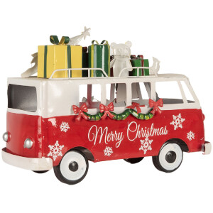 Clayre & Eef 6Y5855 Modello di autobus LED Rosso Bianco 31x15x21 cm Funzionamento a batteria