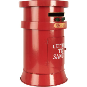 Clayre & Eef 6Y5856 Cassetta delle lettere rossa Ø24x38 cm Lettere a Babbo Natale
