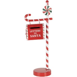Clayre & Eef 6Y5857 Cassetta delle lettere decorazione natalizia rosso bianco 20x12x51 cm