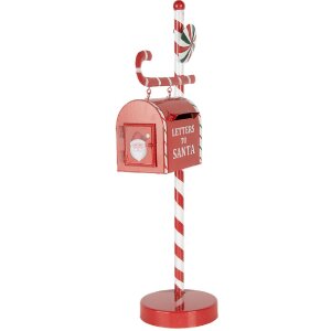 Clayre & Eef 6Y5857 Cassetta delle lettere decorazione natalizia rosso bianco 20x12x51 cm