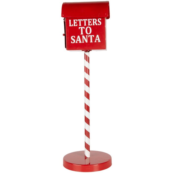 Cassetta delle lettere di Clayre & Eef Lettere a Babbo Natale rossa Ø15x50cm in stile country in metallo
