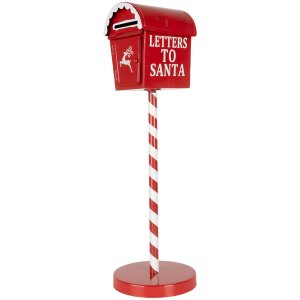 Cassetta delle lettere di Clayre & Eef Lettere a Babbo Natale rossa Ø15x50cm in stile country in metallo