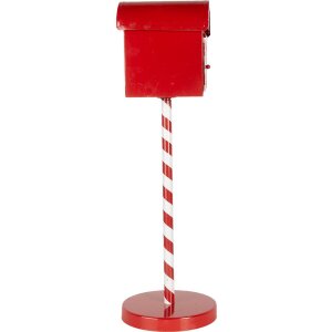 Cassetta delle lettere di Clayre & Eef Lettere a Babbo Natale rossa Ø15x50cm in stile country in metallo