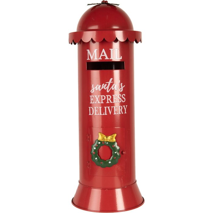 Clayre & Eef 6Y5859 Cassetta delle lettere rossa Ø19x52cm Babbo Natale Consegna rapida