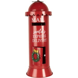 Clayre & Eef 6Y5859 Cassetta delle lettere rossa Ø19x52cm Babbo Natale Consegna rapida