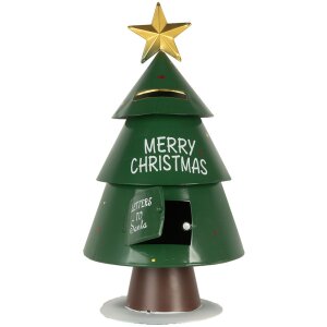 Clayre & Eef Cassetta delle lettere di Natale Lettere a Babbo Natale verde Ø18x35cm