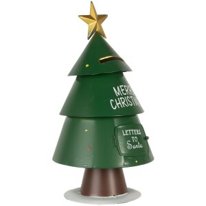 Clayre & Eef Cassetta delle lettere di Natale Lettere a Babbo Natale verde Ø18x35cm