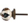 Clayre & Eef Pomello per porta in ceramica Ø 3x3 cm Beige Nero Vintage