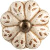 Clayre & Eef Pomello per porta in ceramica beige marrone Ø4x3cm stile Boho Vintage