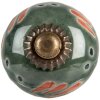 Clayre & Eef Pomello per porta in ceramica Ø 3x3 cm Verde Arancione Stile Boho