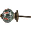 Pomello per porta Clayre & Eef in ceramica Ø 3x3 cm boho verde arancio floreale