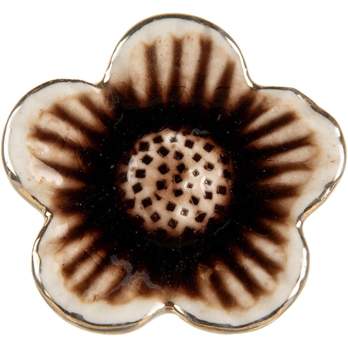 Pomello per porta in ceramica Clayre & Eef Ø5x3cm Beige Brown Antique Look