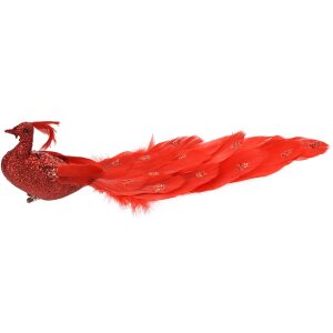 Uccello decorativo Clayre & Eef Rosso 30x9x9 cm con...