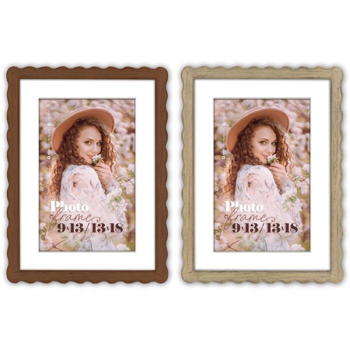 ZEP Cornice in legno Lione Brown Nature da 13x18 a 30x40 Passepartout Vintage