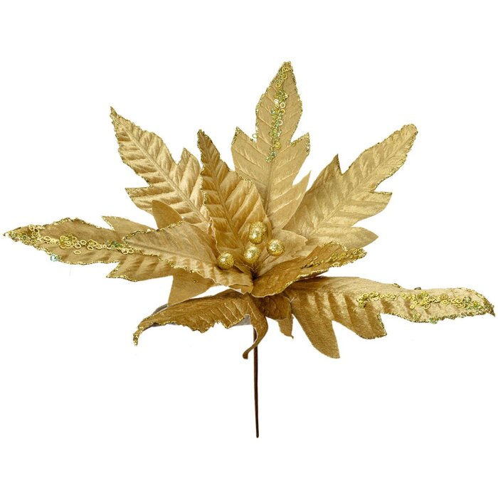 Clayre & Eef 66125 Fiore di Natale oro Ø 48x50 cm plastica glitterata