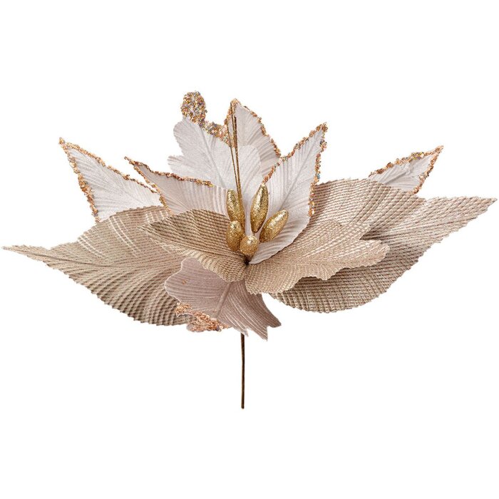 Clayre & Eef 66127 Decorazione natalizia Fiore Beige Oro Ø 50x62 cm