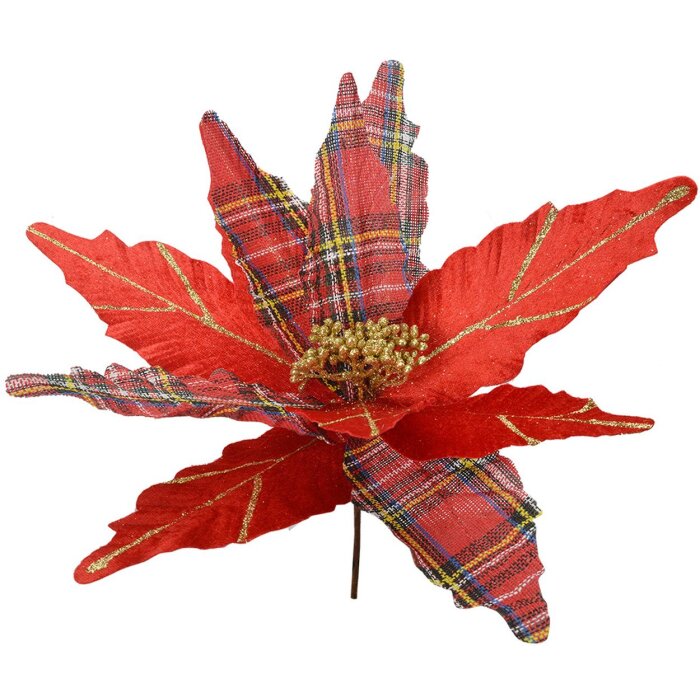 Clayre & Eef 66134 Fiore di Natale Rosso Oro Ø 39x24 cm Decorazione in plastica