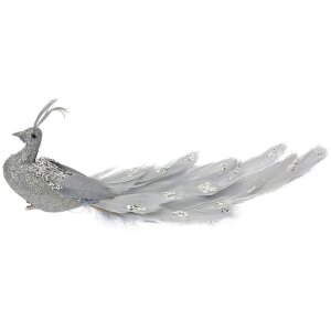 Uccello decorativo Clayre & Eef glitter argento...