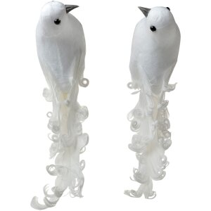 Uccelli decorativi Clayre & Eef Bianco Set di 2...