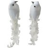 Uccelli decorativi Clayre & Eef Bianco Set di 2 19x9x10 cm Plastica