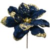 Clayre & Eef 66149 Decorazione natalizia Fiore Blu Oro Ø24x27 cm