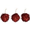 Clayre & Eef decorazione natalizia fiore rosso set di 3 Ø 8x8 cm plastica