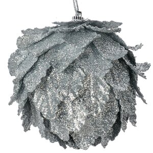 Clayre & Eef decorazione natalizia set di 3 fiori argento Ø 8x8 cm