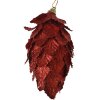 Clayre & Eef Set di pigne di abete 3pcs rosso Ø7x13cm Decorazione natalizia in plastica