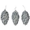 Clayre & Eef 66173ZI Coni per decorazioni natalizie argento Ø7x13cm Set di 3 pezzi