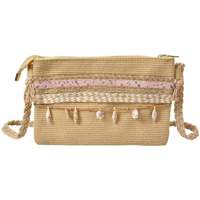 Juleeze JZBG0321 Donna Borsa a tracolla Marrone Rosa 30x3x18 cm Dettagli conchiglia