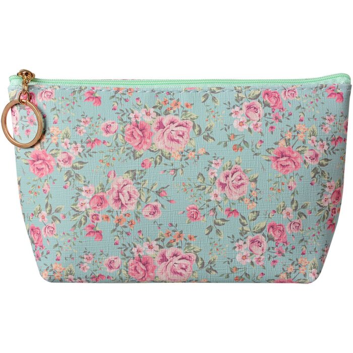 Juleeze borsa da toilette con motivo floreale verde rosa 21x5x13 cm Chiusura a zip in PU